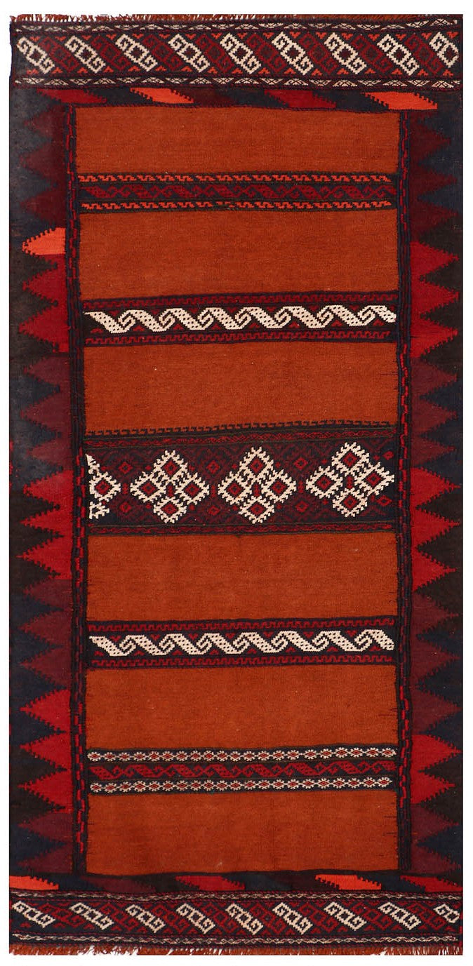 2' 6" x 6' Gold Handmade Sufra Kilim Rug Runner