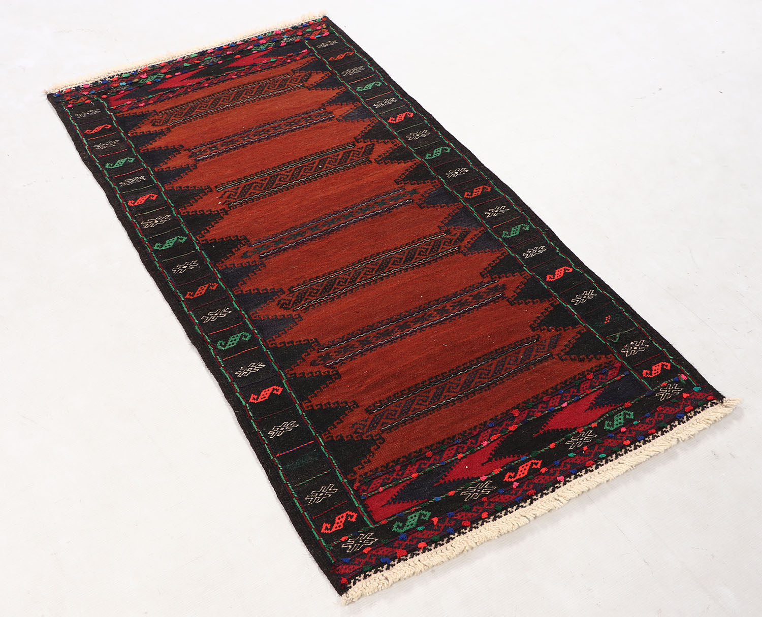 3' x 5' Orange Handmade Sufra Kilim Rug Rectangular