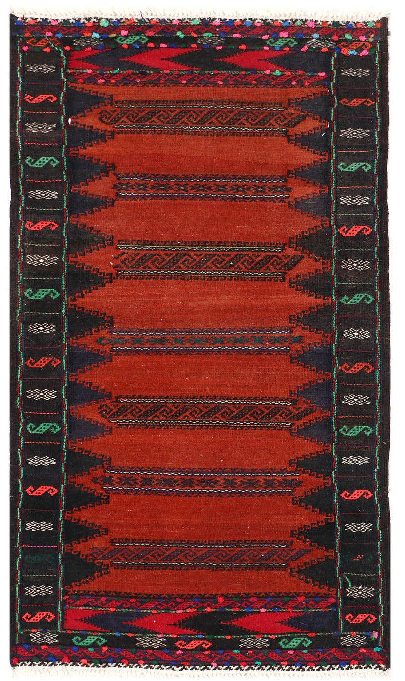 3' x 5' Orange Handmade Sufra Kilim Rug Rectangular