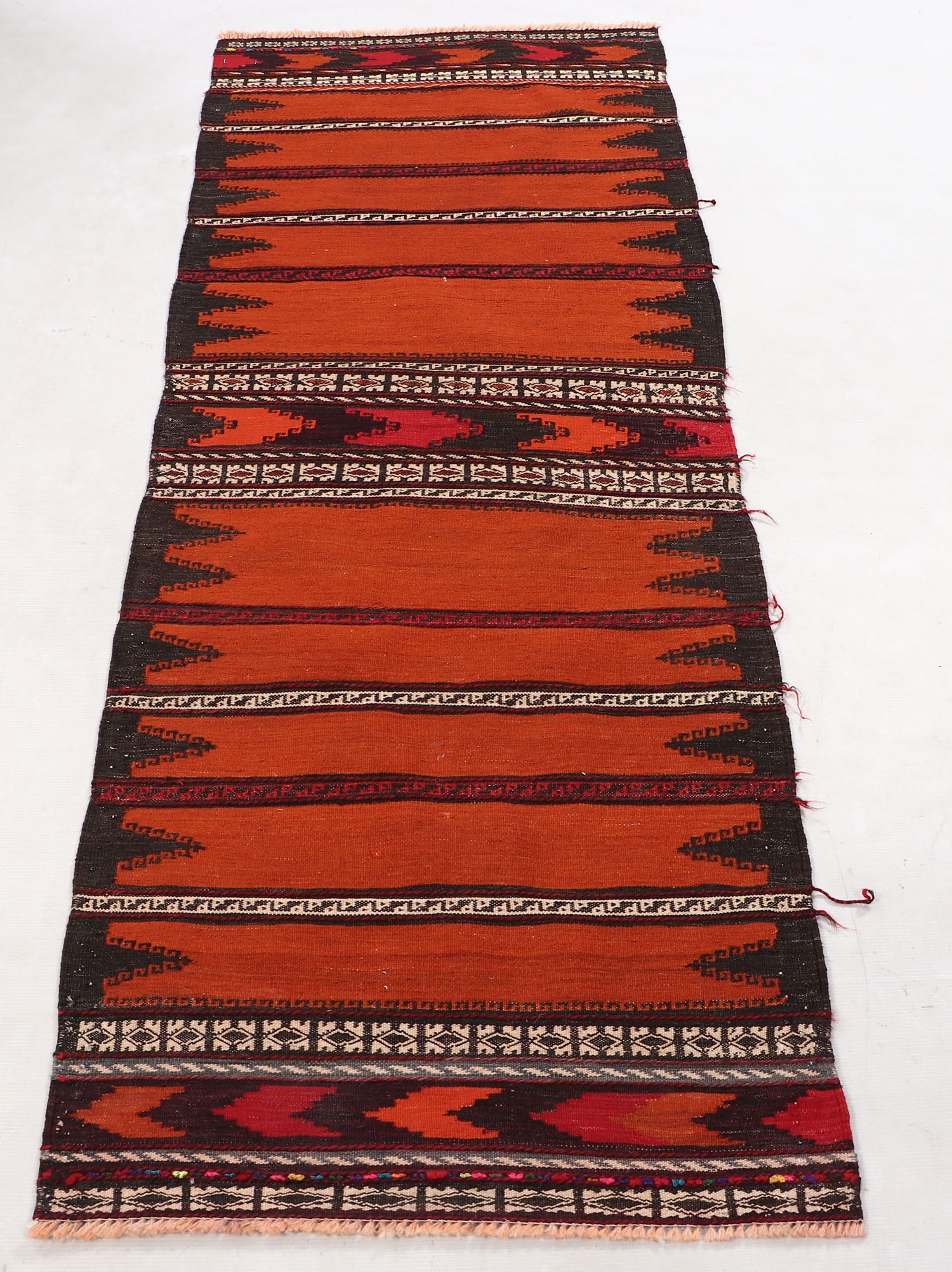 Orange Handmade Sufra Kilim Rug Runner