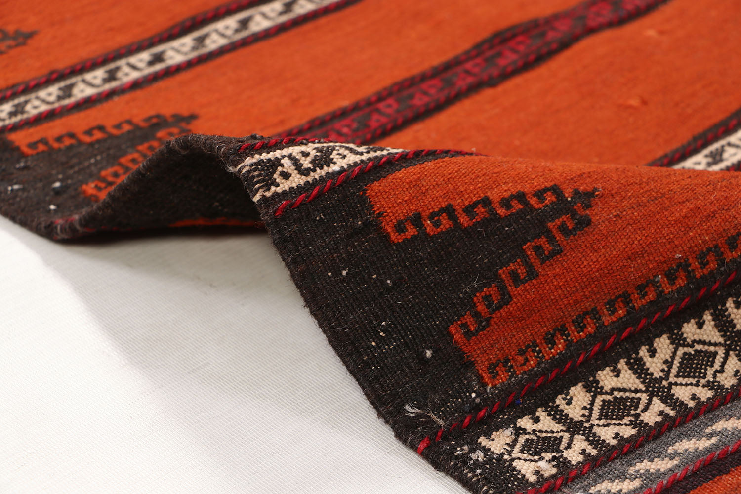 Orange Handmade Sufra Kilim Rug Runner