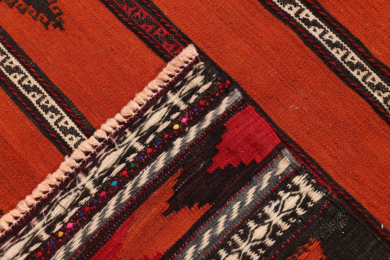 Orange Handmade Sufra Kilim Rug Runner