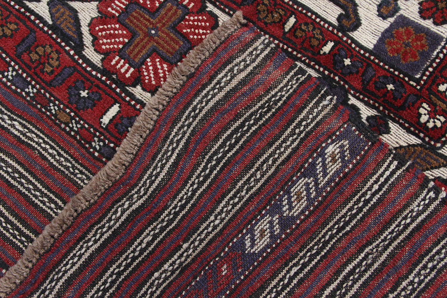 6' x 9' Ivory Handmade Berjista Afghan Rug Rectangular