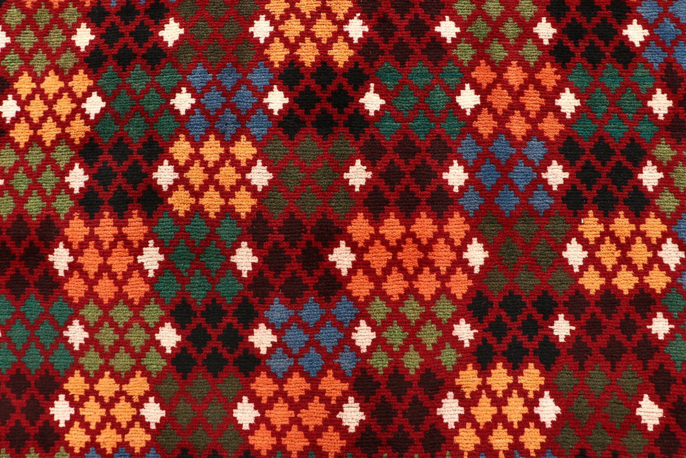 6' 6"X 10' Red Handmade Kohistani Baluchi Afghan Rug Rectangular
