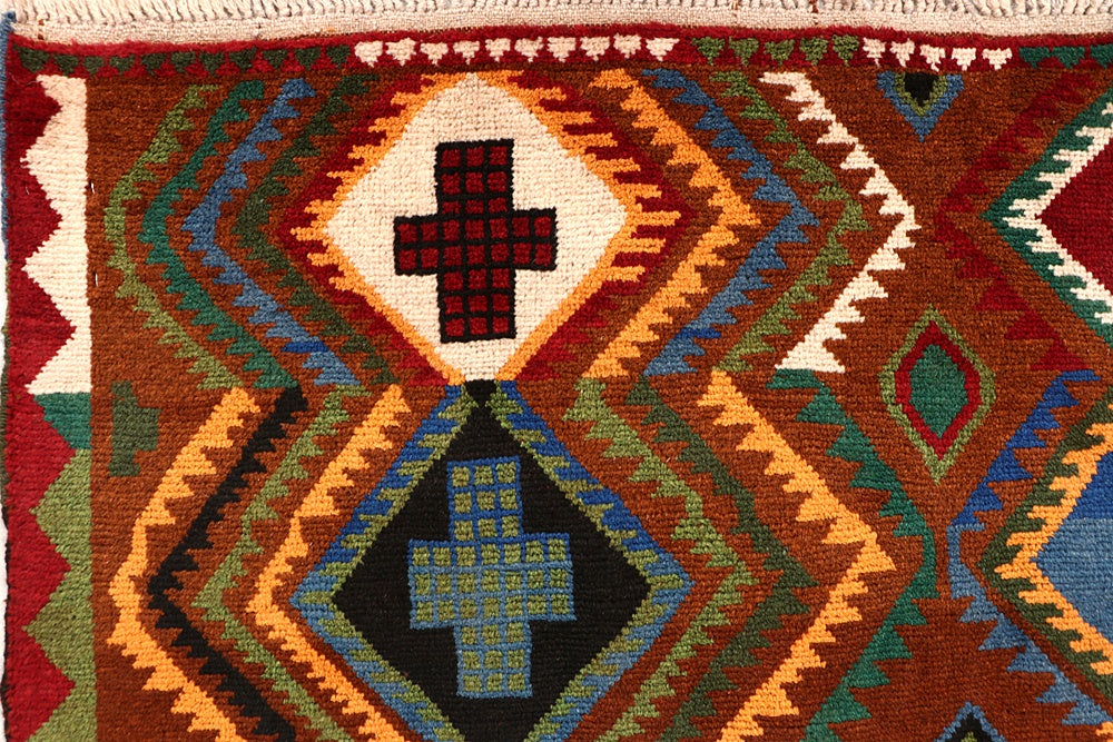 6' 6"X 10' Brown Handmade Kohistani Baluchi Afghan Rug Rectangular