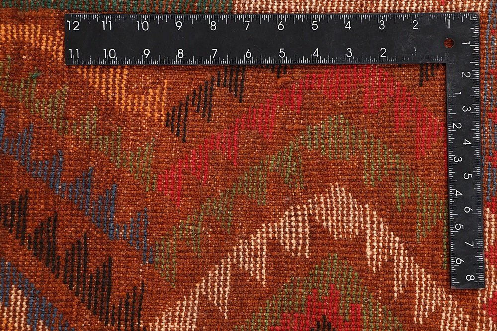6' 6"X 10' Brown Handmade Kohistani Baluchi Afghan Rug Rectangular