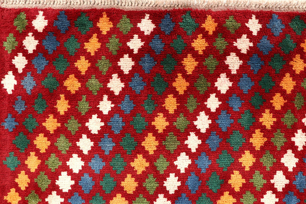 6' 6"X 10' Red Handmade Kohistani Baluchi Afghan Rug Rectangular