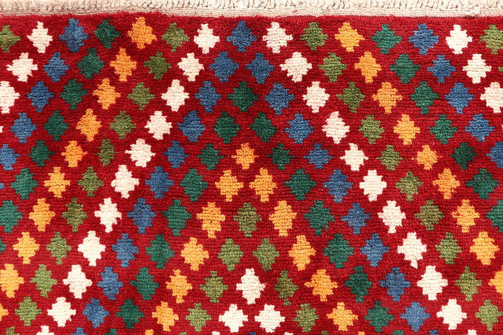 6' 6"X 10' Red Handmade Kohistani Baluchi Afghan Rug Rectangular