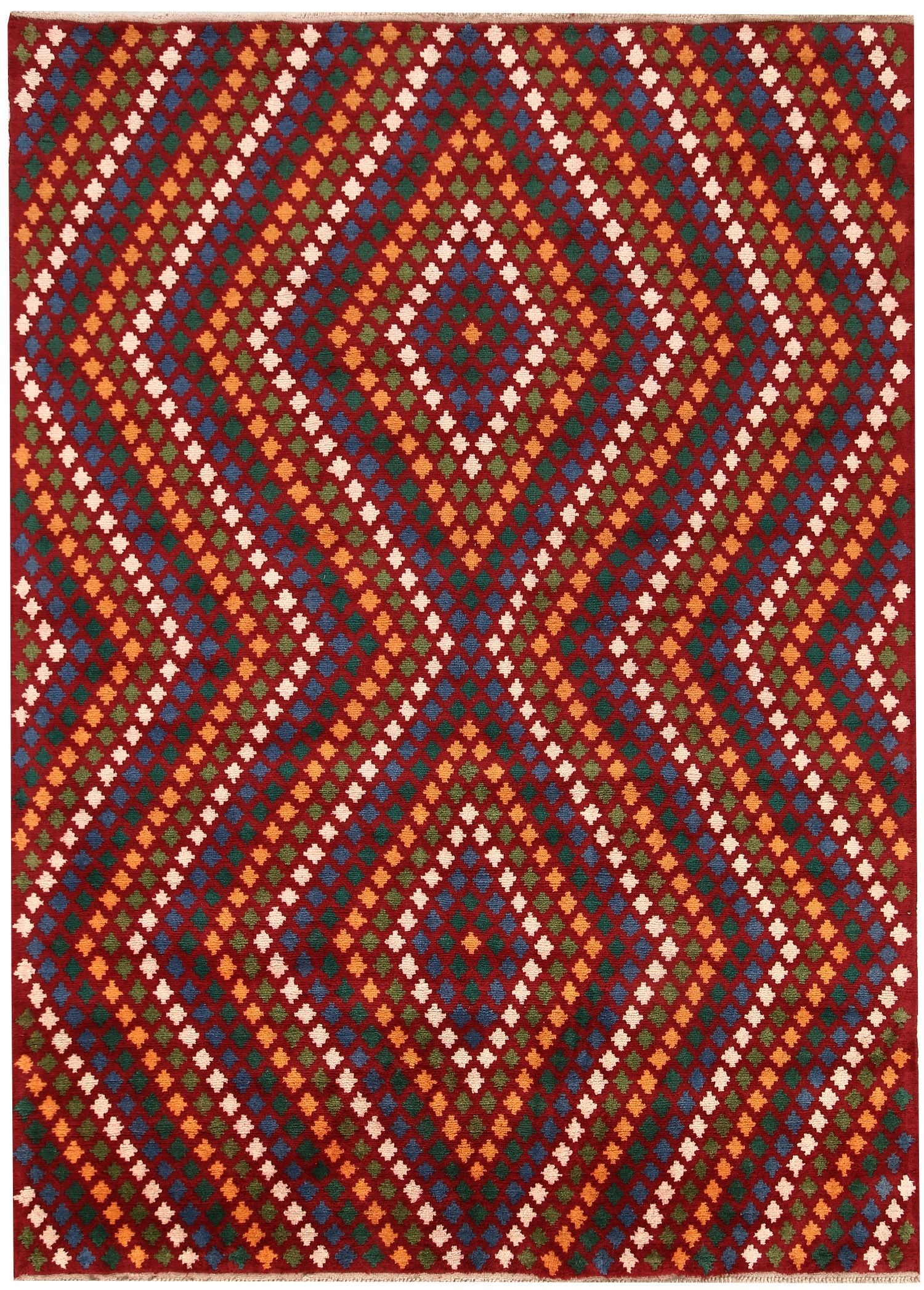 6' 6"X 10' Red Handmade Kohistani Baluchi Afghan Rug Rectangular