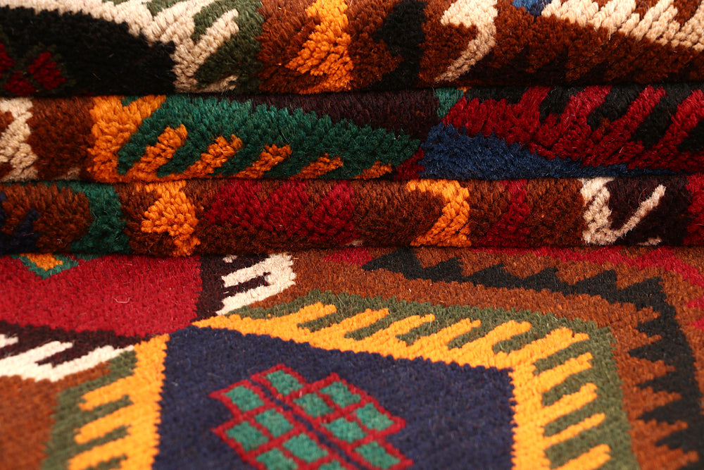 Brown Handmade Kohistani Baluchi Afghan Rug Rectangular