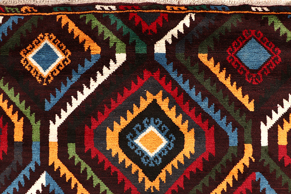 6' 6"X 10' Brown Handmade Kohistani Baluchi Afghan Rug Rectangular
