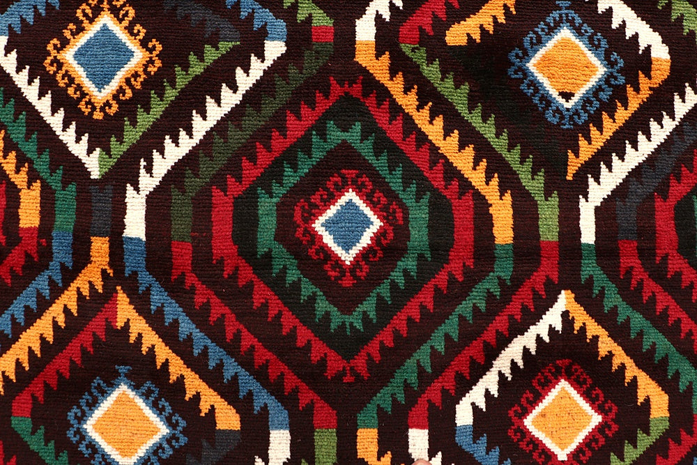 6' 6"X 10' Brown Handmade Kohistani Baluchi Afghan Rug Rectangular