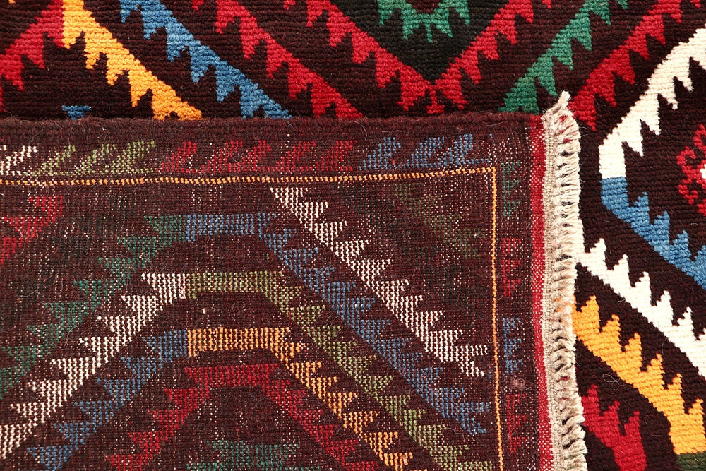 6' 6"X 10' Brown Handmade Kohistani Baluchi Afghan Rug Rectangular