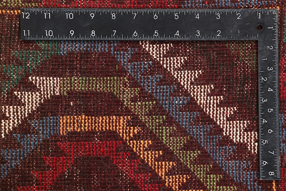 6' 6"X 10' Brown Handmade Kohistani Baluchi Afghan Rug Rectangular
