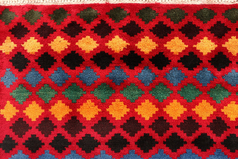 6' 6"X 10' Red Handmade Kohistani Baluchi Afghan Rug Rectangular