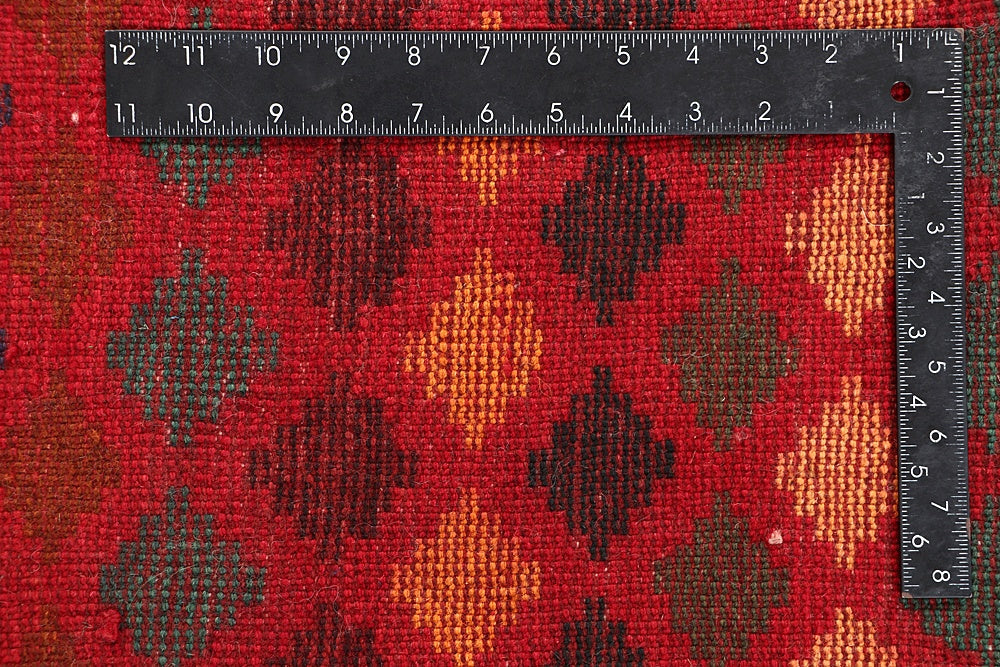 6' 6"X 10' Red Handmade Kohistani Baluchi Afghan Rug Rectangular