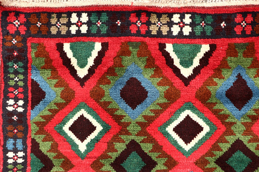 6' 6"X 10' Red Handmade Kohistani Baluchi Afghan Rug Rectangular