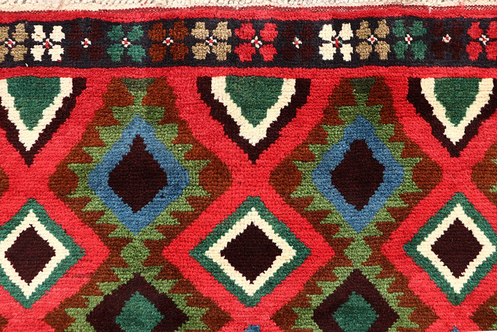 6' 6"X 10' Red Handmade Kohistani Baluchi Afghan Rug Rectangular