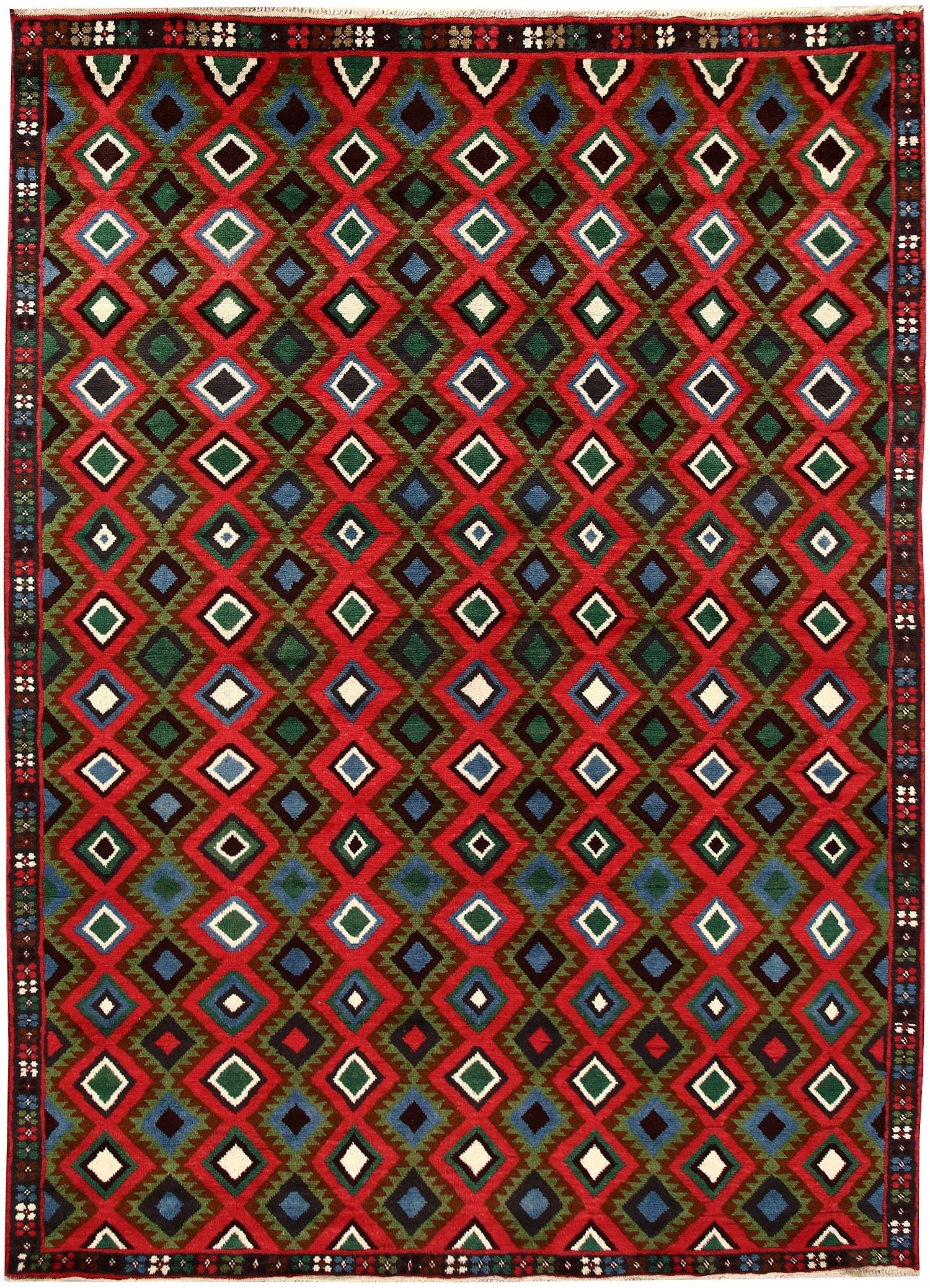 6' 6"X 10' Red Handmade Kohistani Baluchi Afghan Rug Rectangular