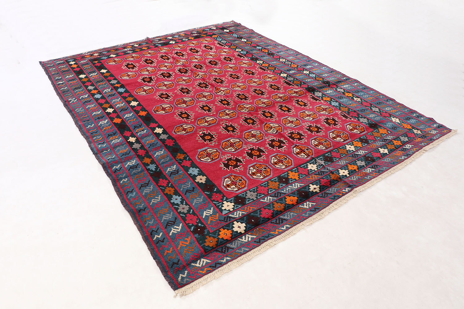 Red Handmade Kohistani Baluchi Afghan Rug Rectangular