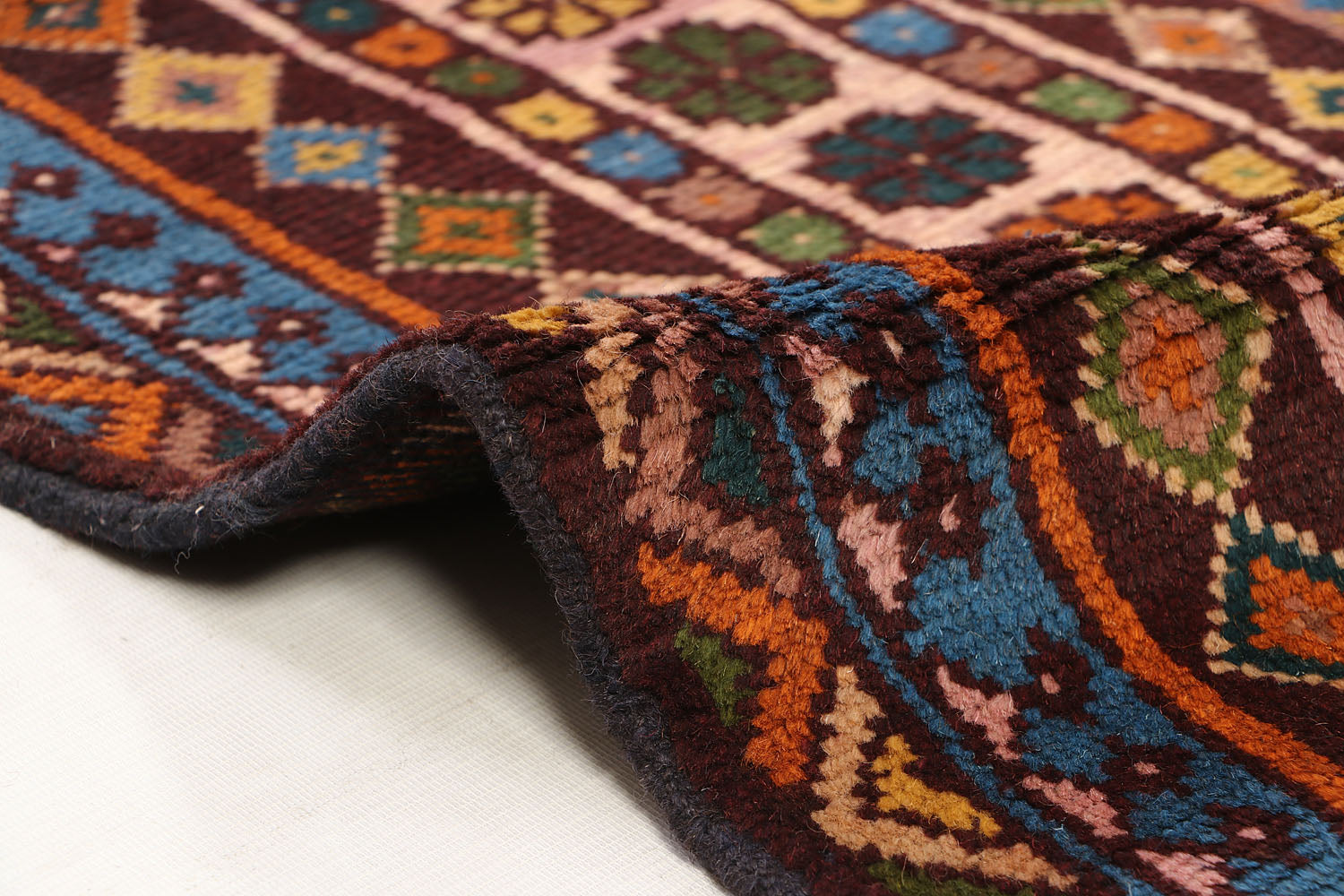 6' 6"X 10' Blue Handmade Kohistani Baluchi Afghan Rug Rectangular