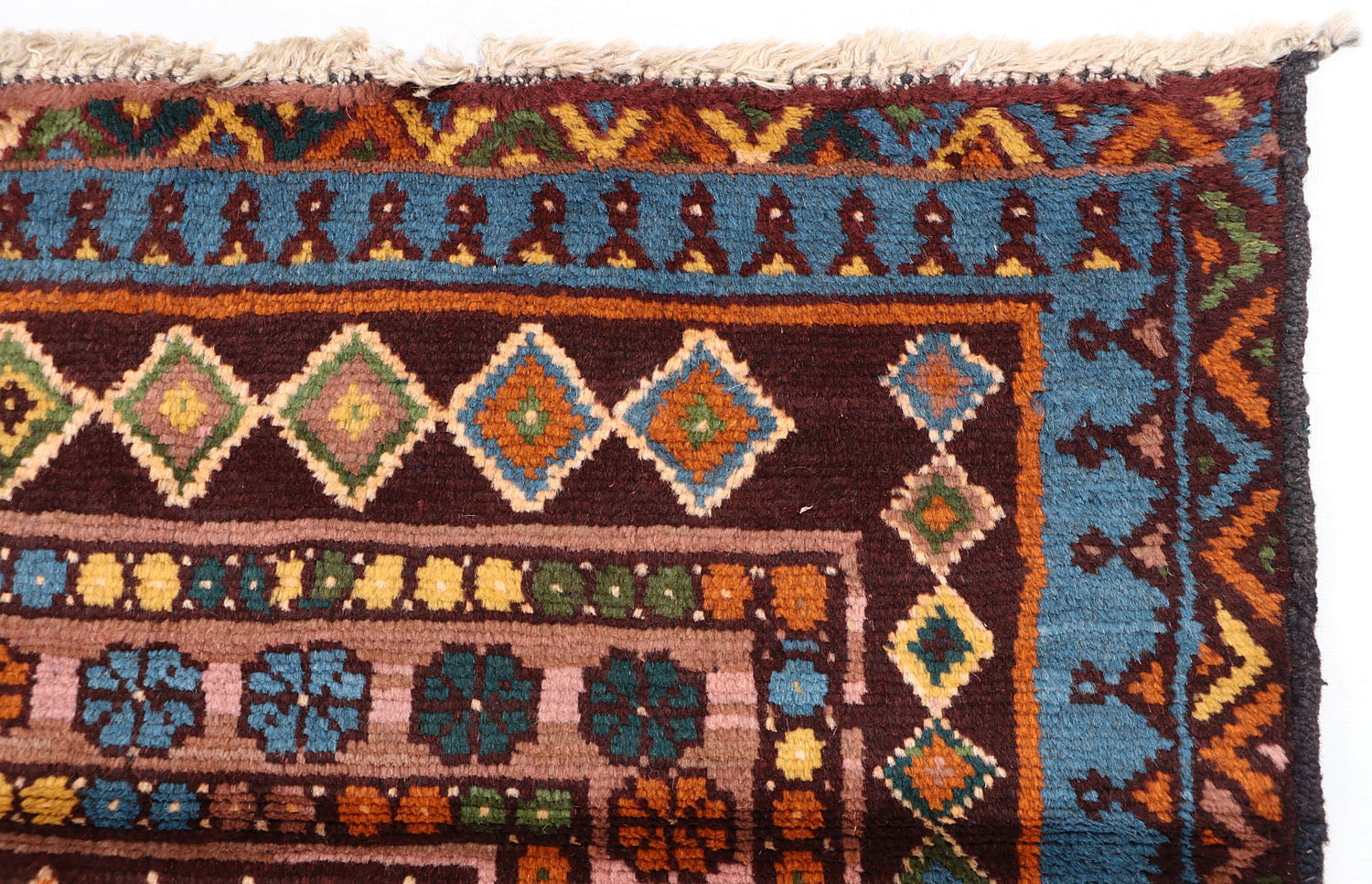 6' 6"X 10' Blue Handmade Kohistani Baluchi Afghan Rug Rectangular