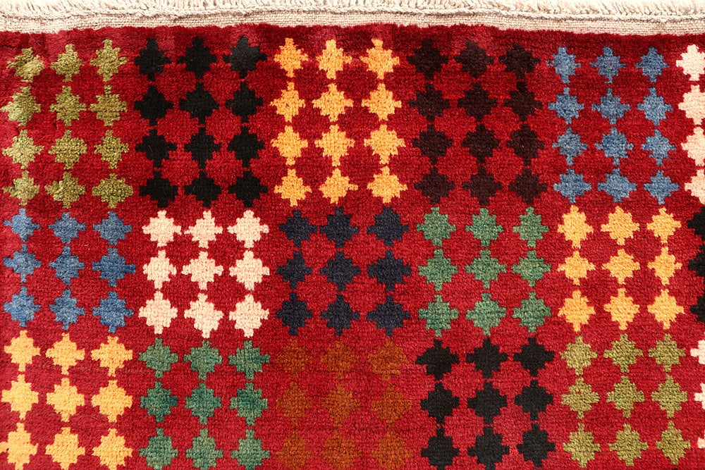 6' 6"X 10' Red Handmade Kohistani Baluchi Afghan Rug Rectangular