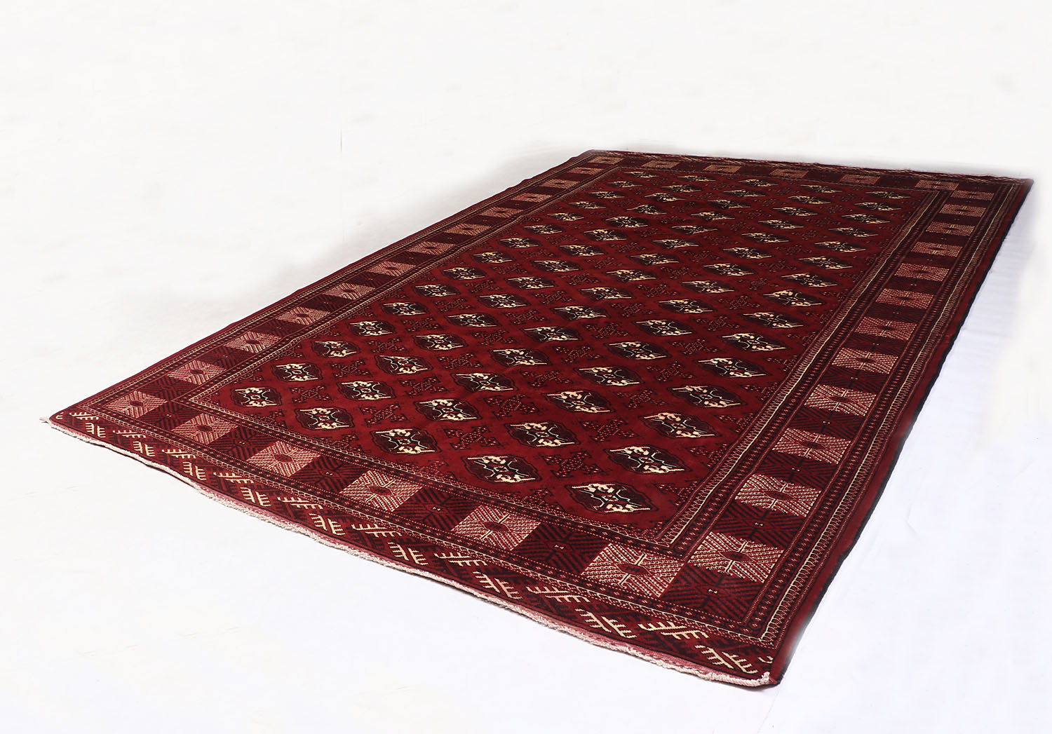 9' X 13' Red Handmade Mori Bukhara Afghan Rug Rectangular