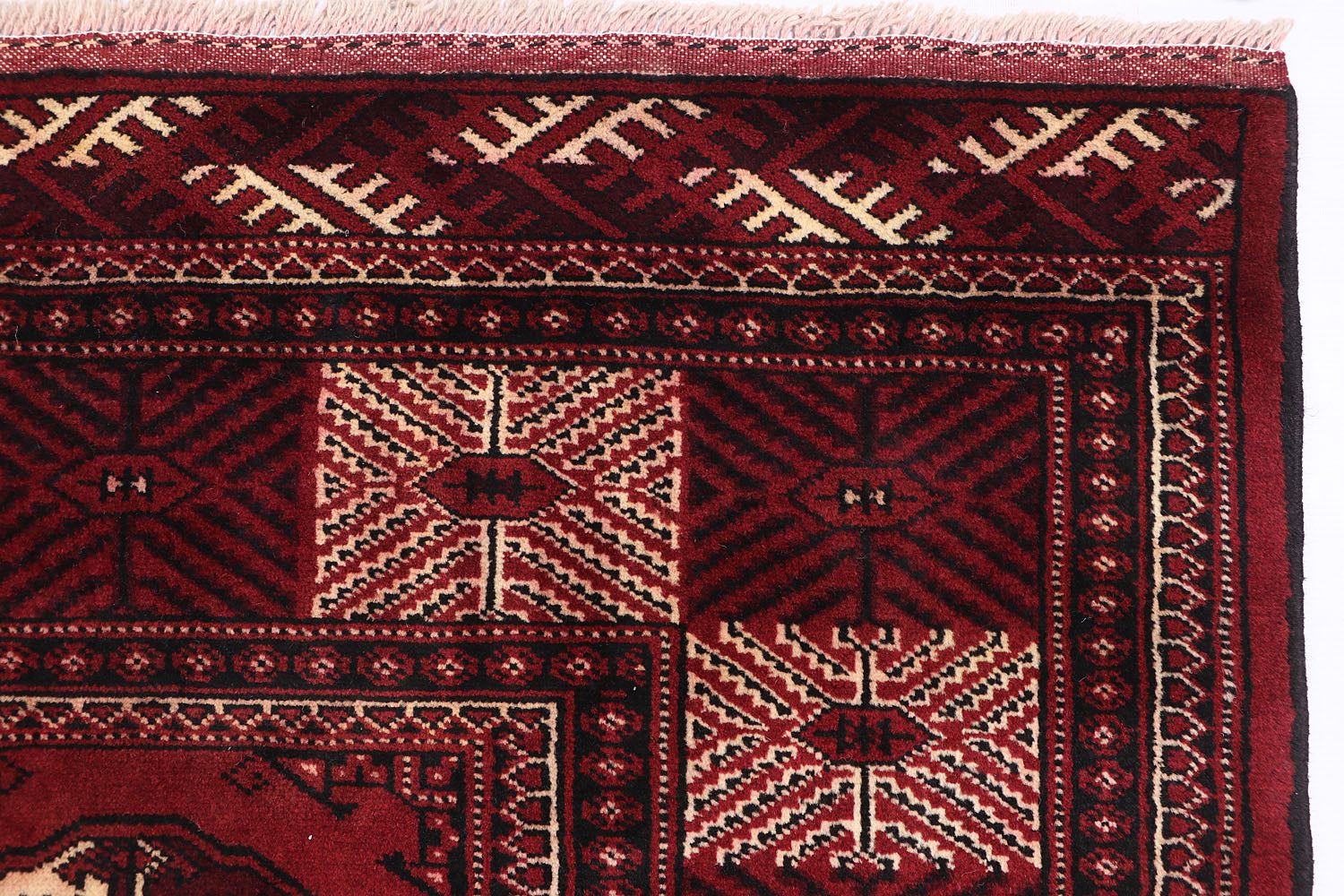 9' X 13' Red Handmade Mori Bukhara Afghan Rug Rectangular