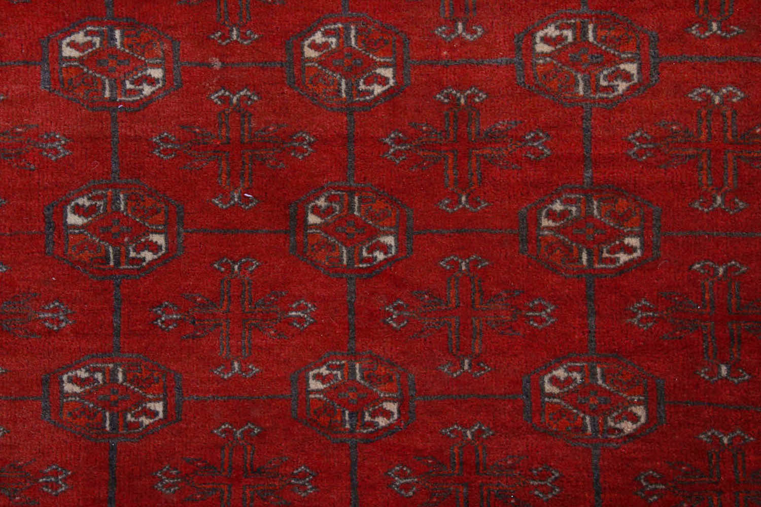 Red Handmade Mori Bukhara Afghan Rug Rectangular