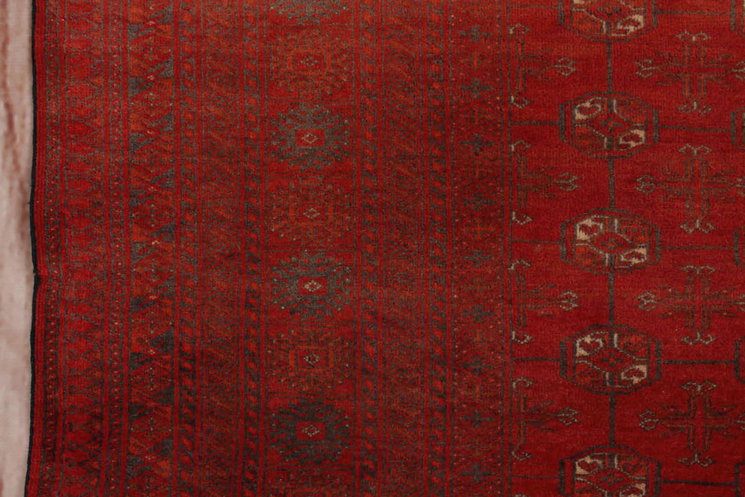 Red Handmade Mori Bukhara Afghan Rug Rectangular