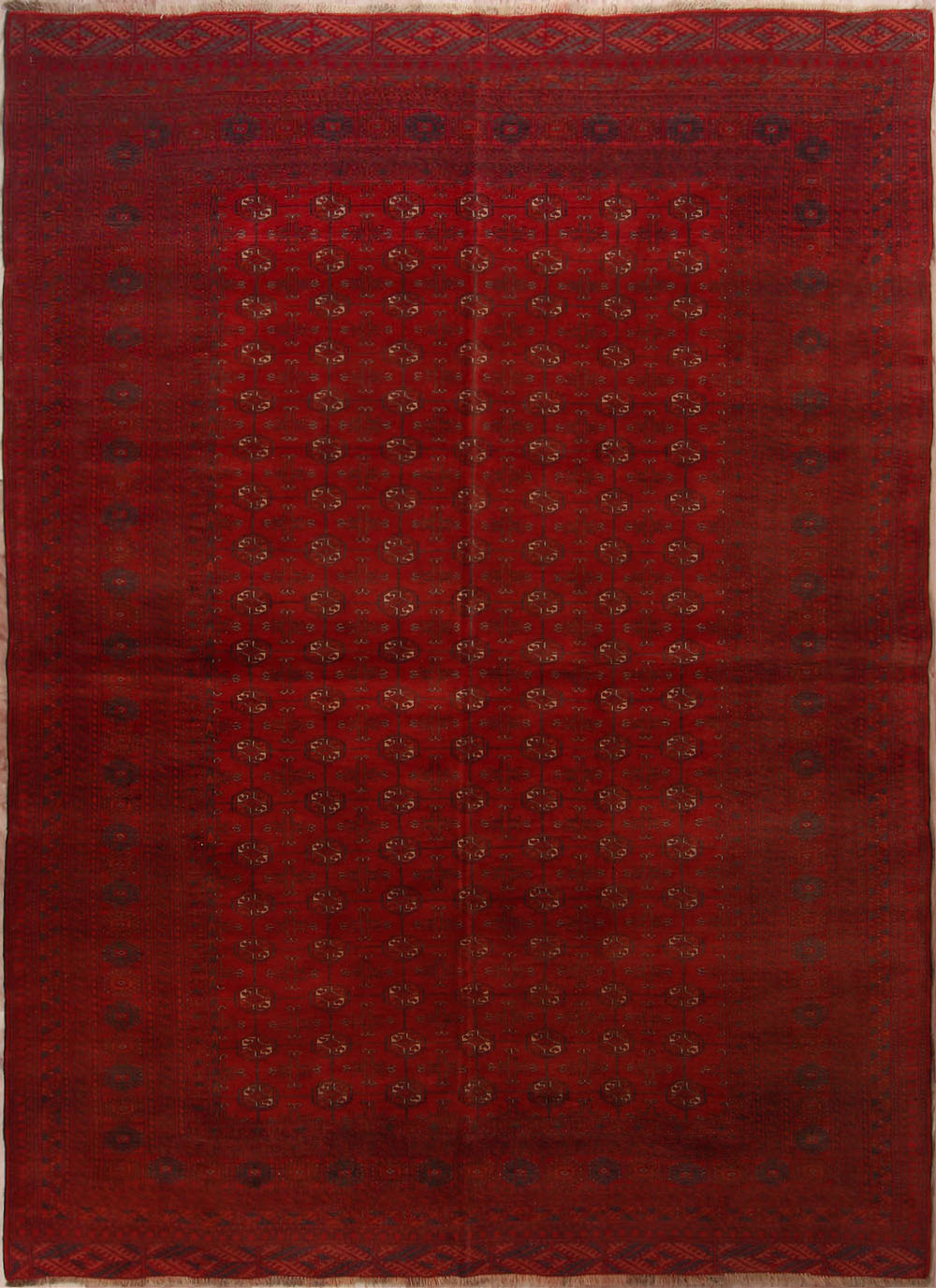 Red Handmade Mori Bukhara Afghan Rug Rectangular