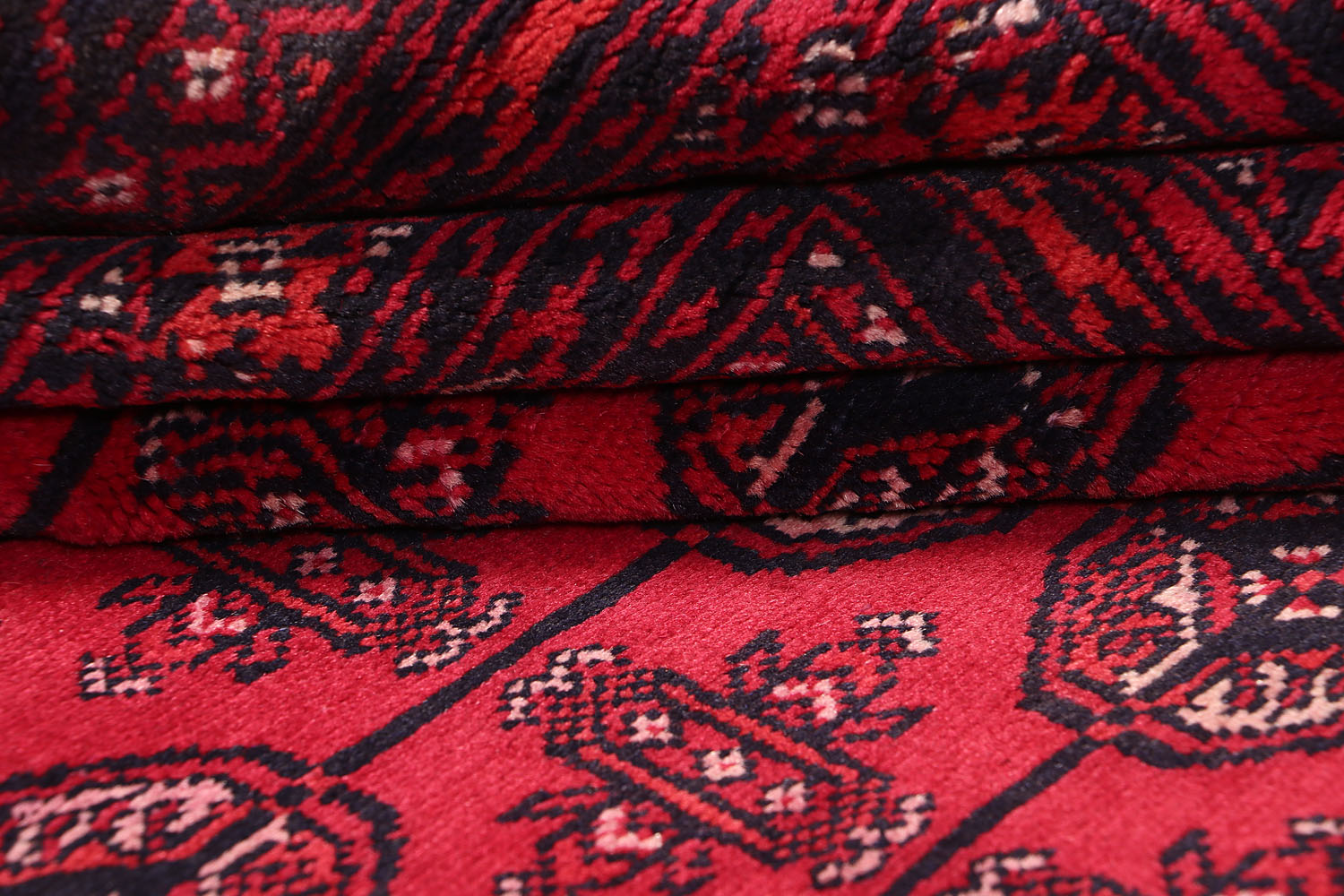 6' 6"X 10' Red Handmade Mori Bukhara Afghan Rug Rectangular