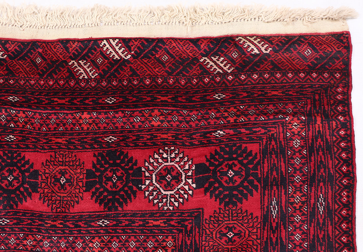 6' 6"X 10' Red Handmade Mori Bukhara Afghan Rug Rectangular