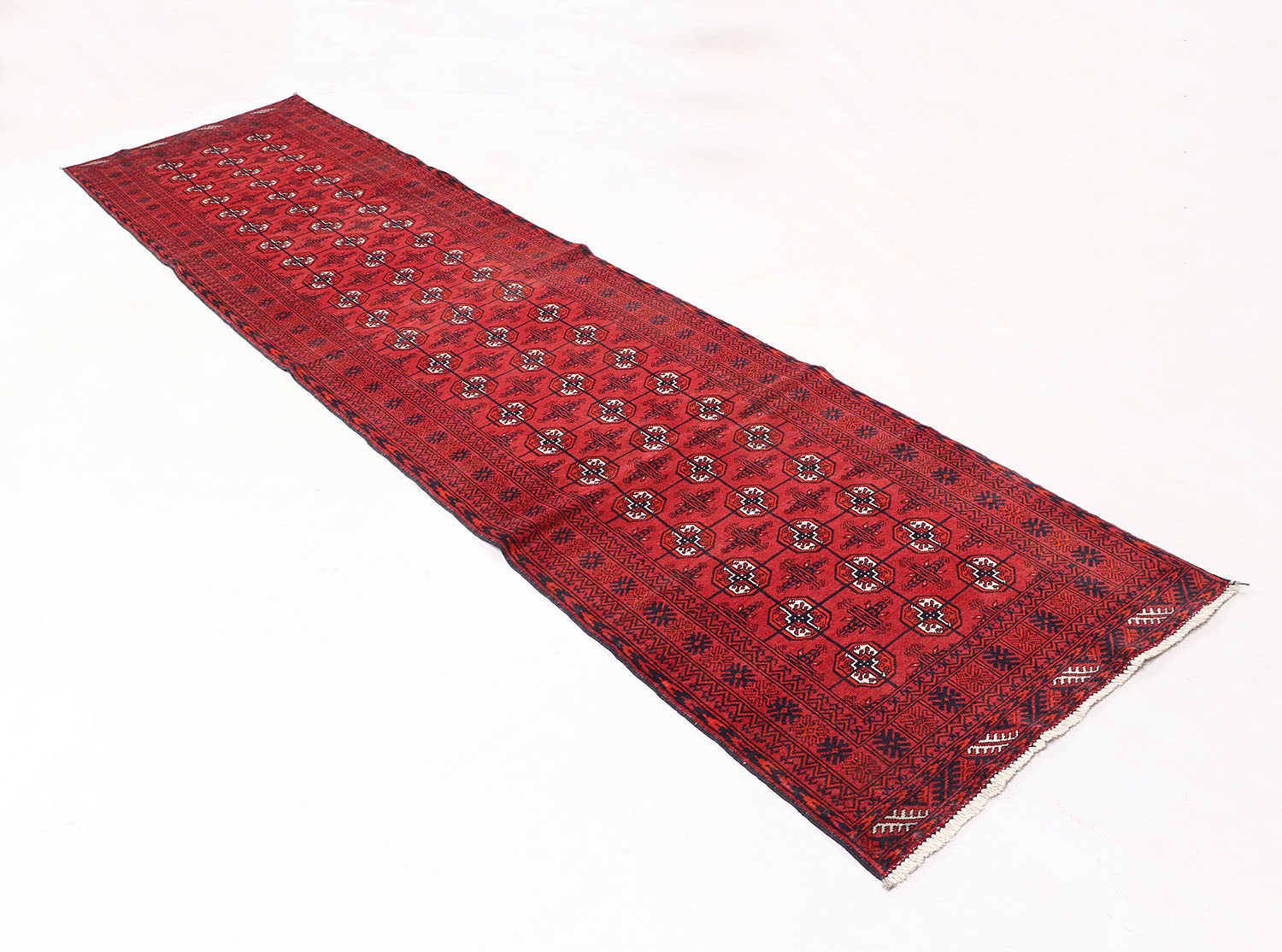 Red Handmade Mori Bukhara Afghan Rug Rectangular