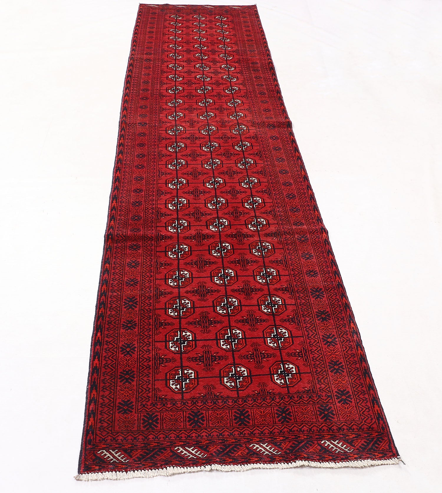 Red Handmade Mori Bukhara Afghan Rug Rectangular