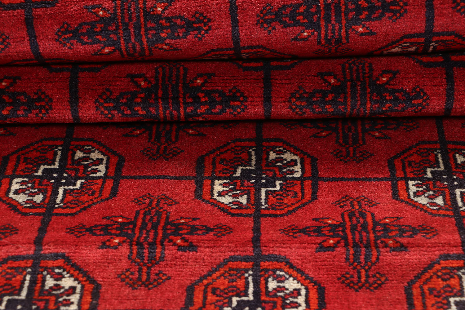 Red Handmade Mori Bukhara Afghan Rug Rectangular