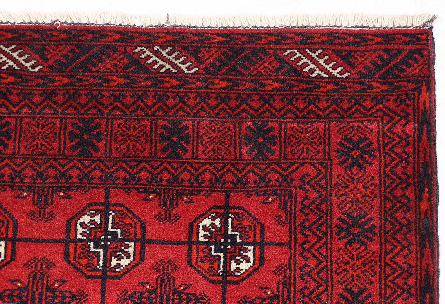 Red Handmade Mori Bukhara Afghan Rug Rectangular