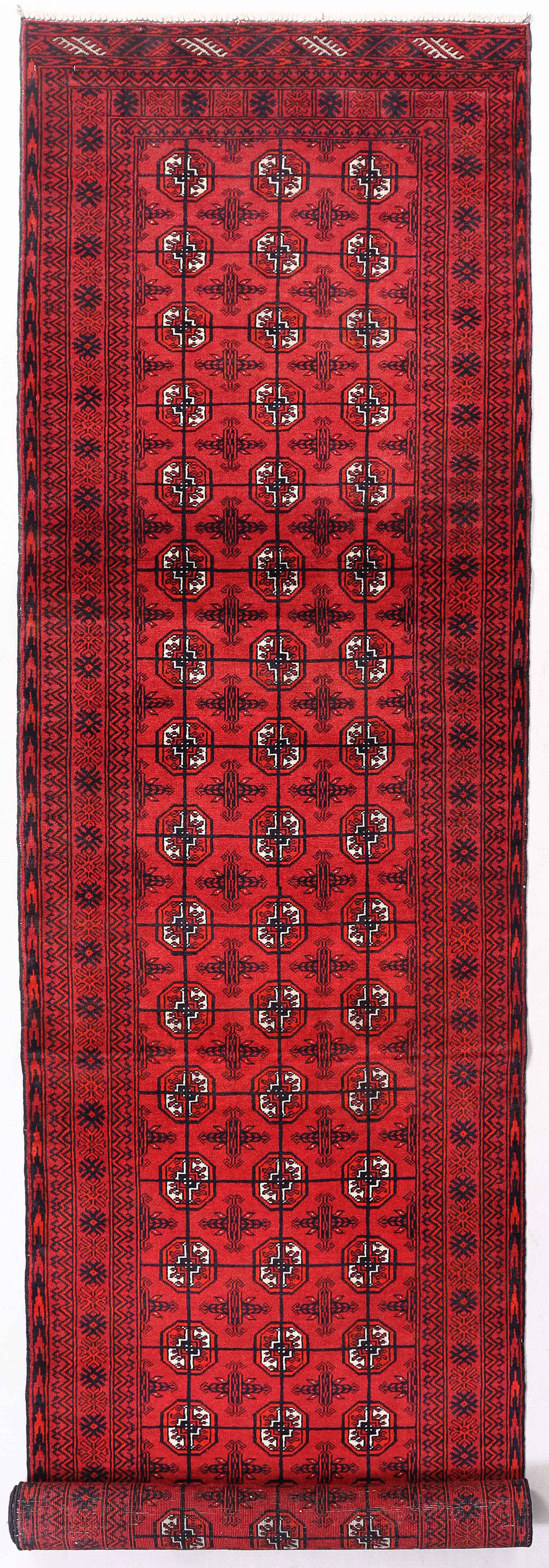 Red Handmade Mori Bukhara Afghan Rug Rectangular