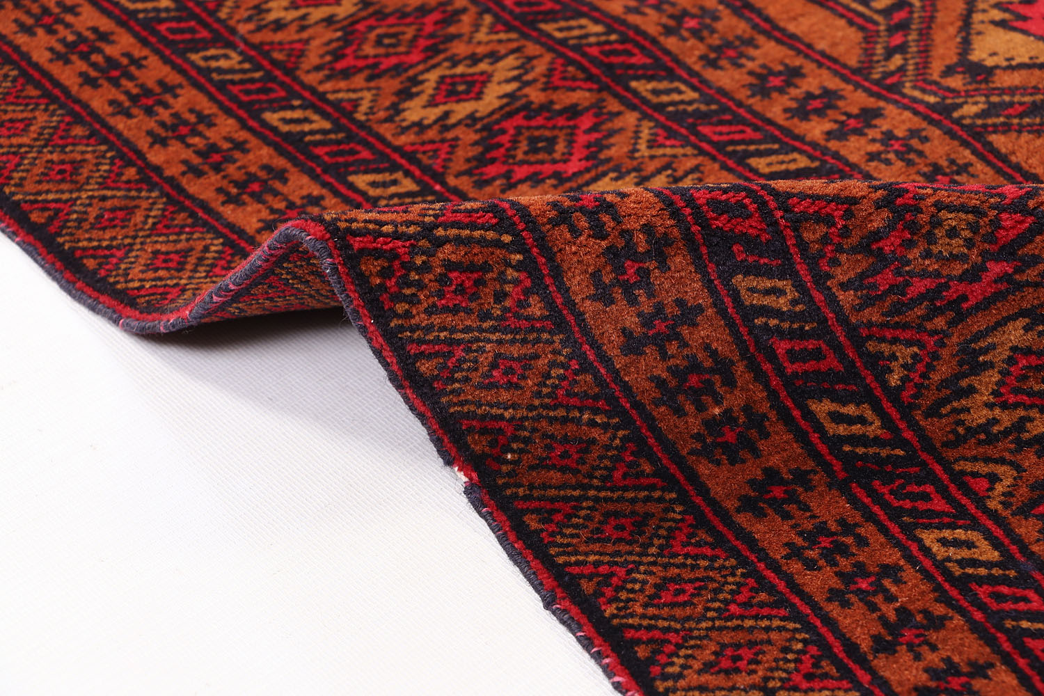 2' 6" x 6' Gold Handmade Adraskan Baluchi Afghan Rug Runner
