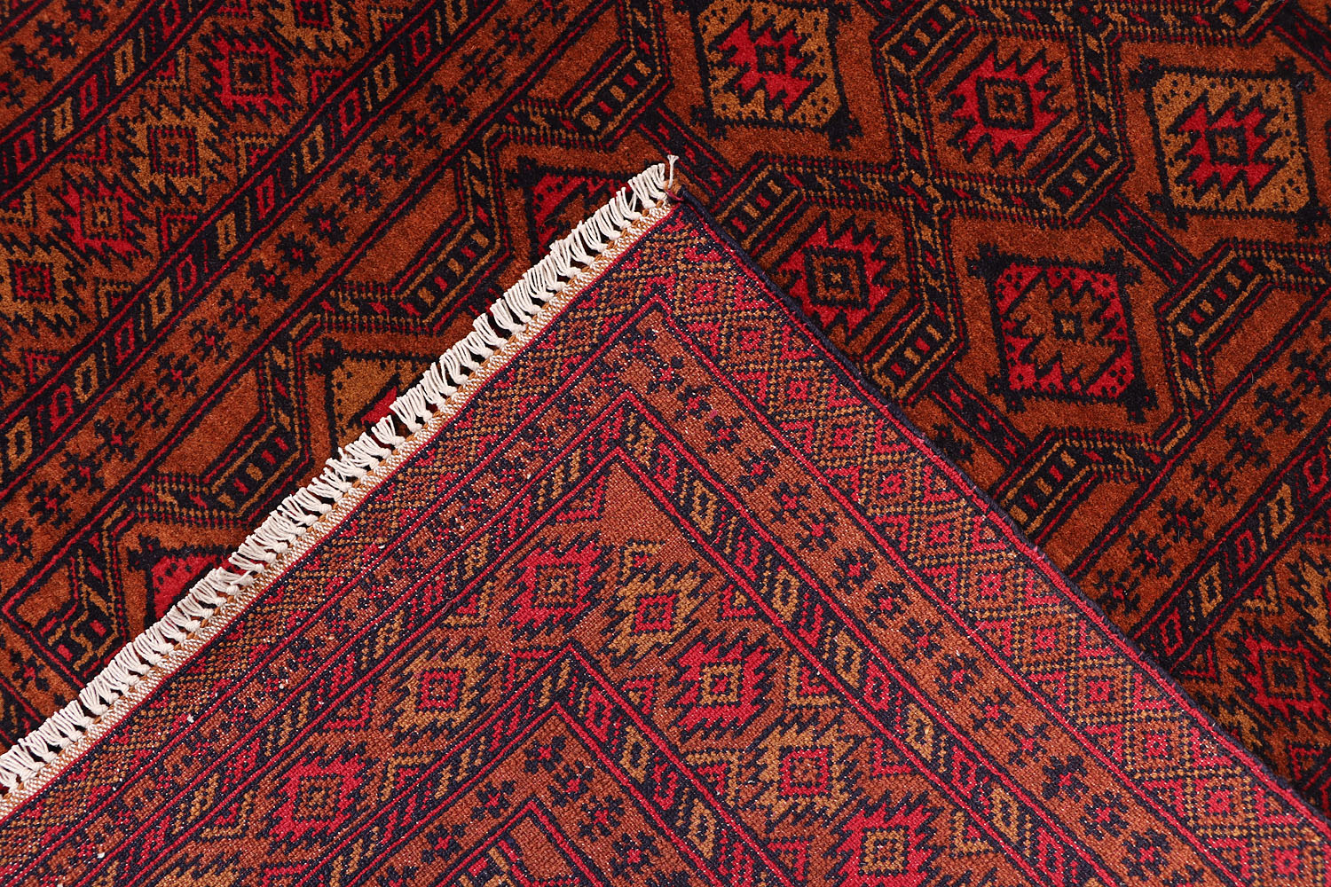 2' 6" x 6' Gold Handmade Adraskan Baluchi Afghan Rug Runner