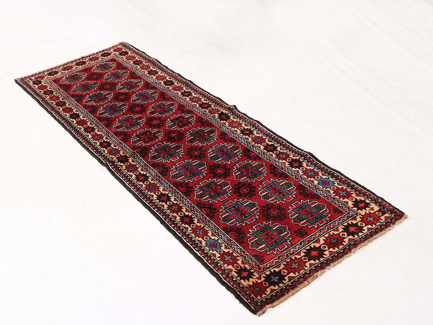 Red Handmade Adraskan Baluchi Afghan Rug Runner