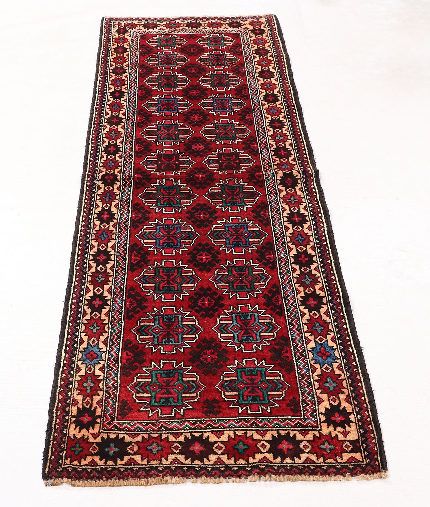 Red Handmade Adraskan Baluchi Afghan Rug Runner