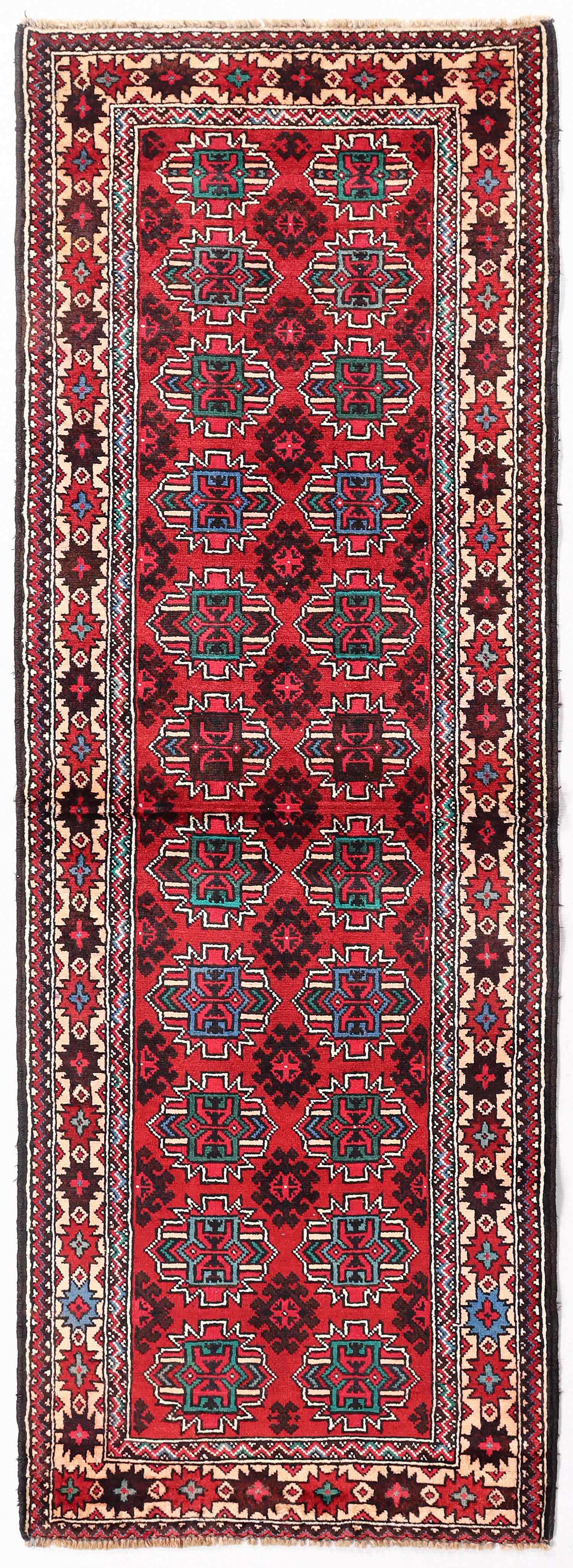 Red Handmade Adraskan Baluchi Afghan Rug Runner