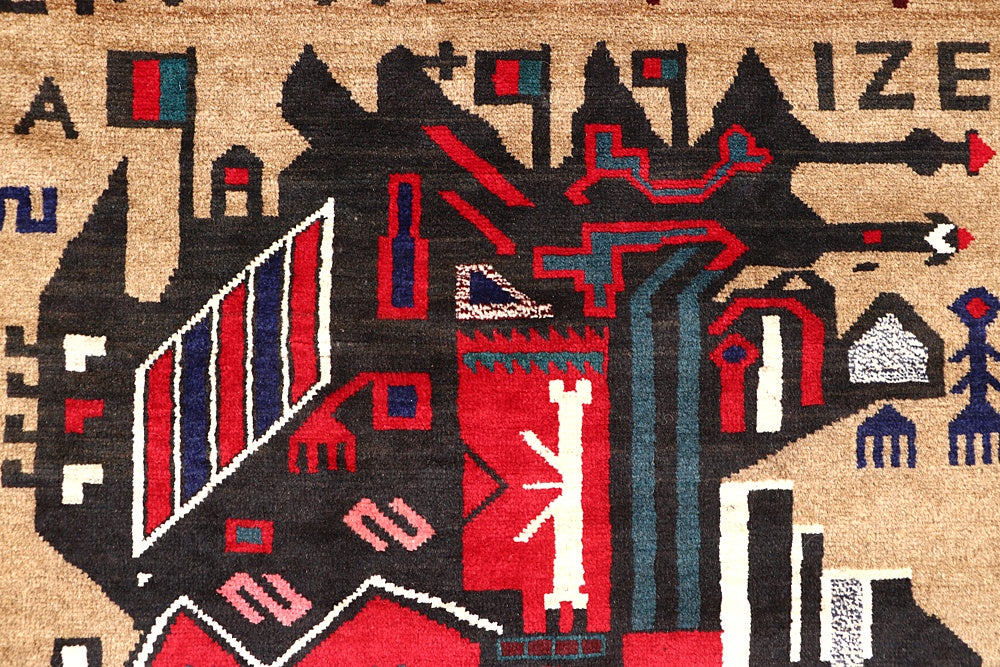 Light Brown Hand Knotted Wool War Rug 4'6" x 6'6"