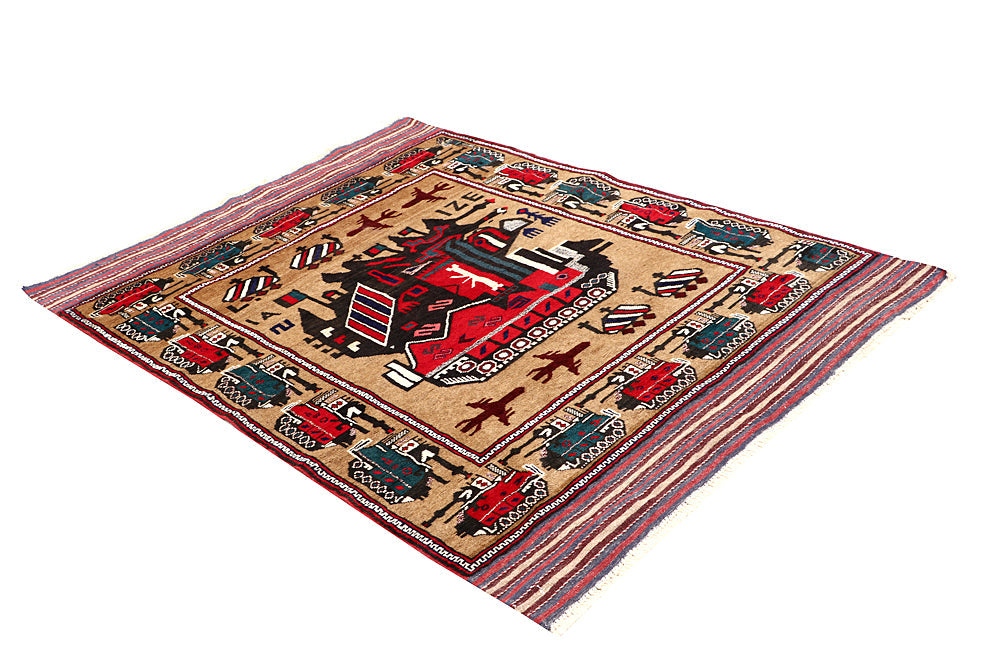 Light Brown Hand Knotted Wool War Rug 4'6" x 6'6"