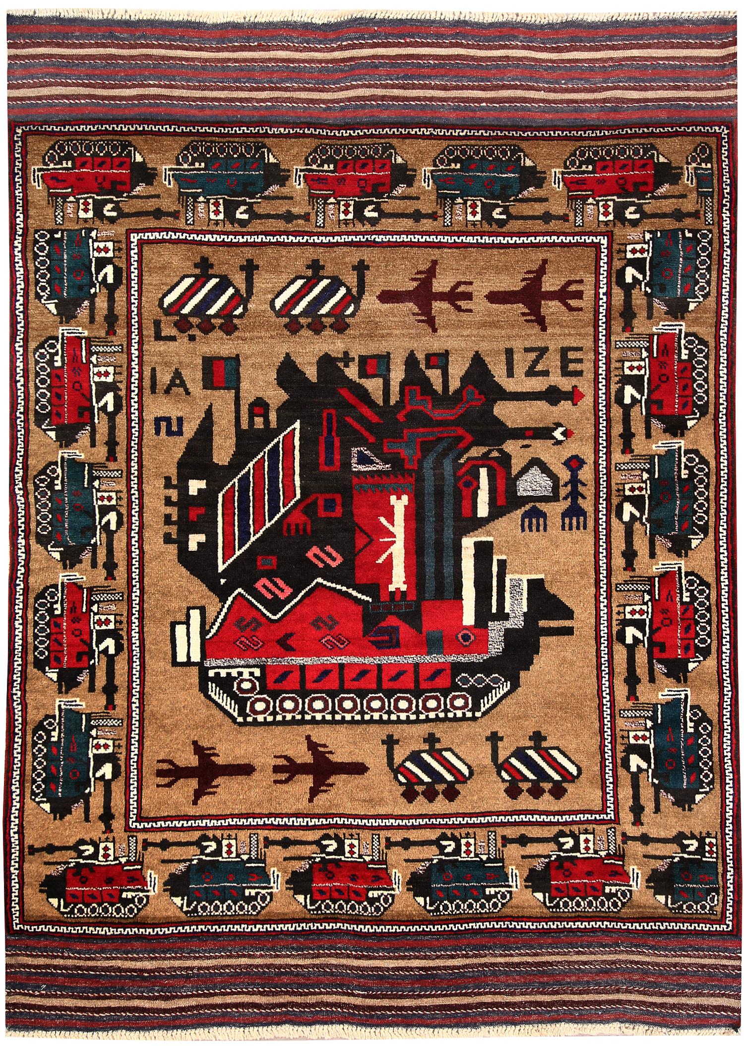 Light Brown Hand Knotted Wool War Rug 4'6" x 6'6"