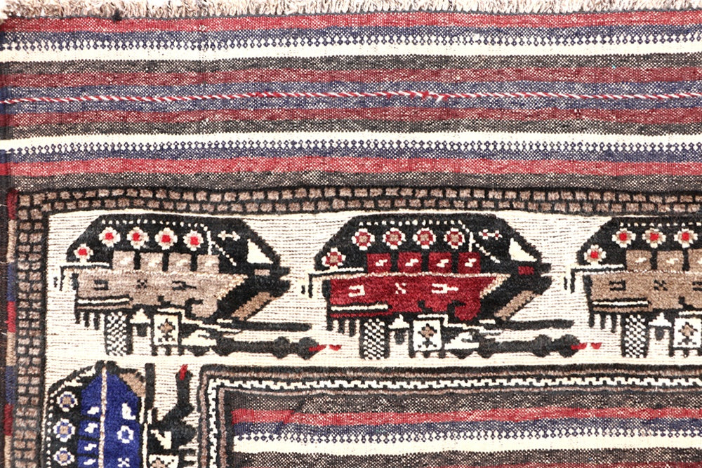 Brown Hand Knotted Wool War Rug 4' x 6'