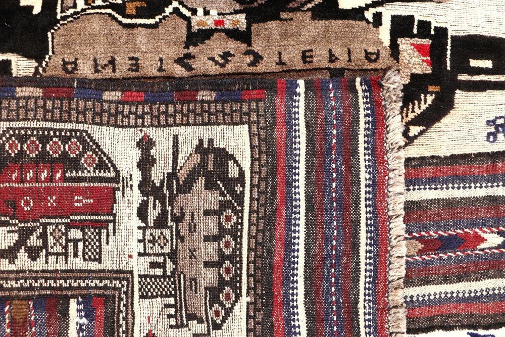Brown Hand Knotted Wool War Rug 4' x 6'