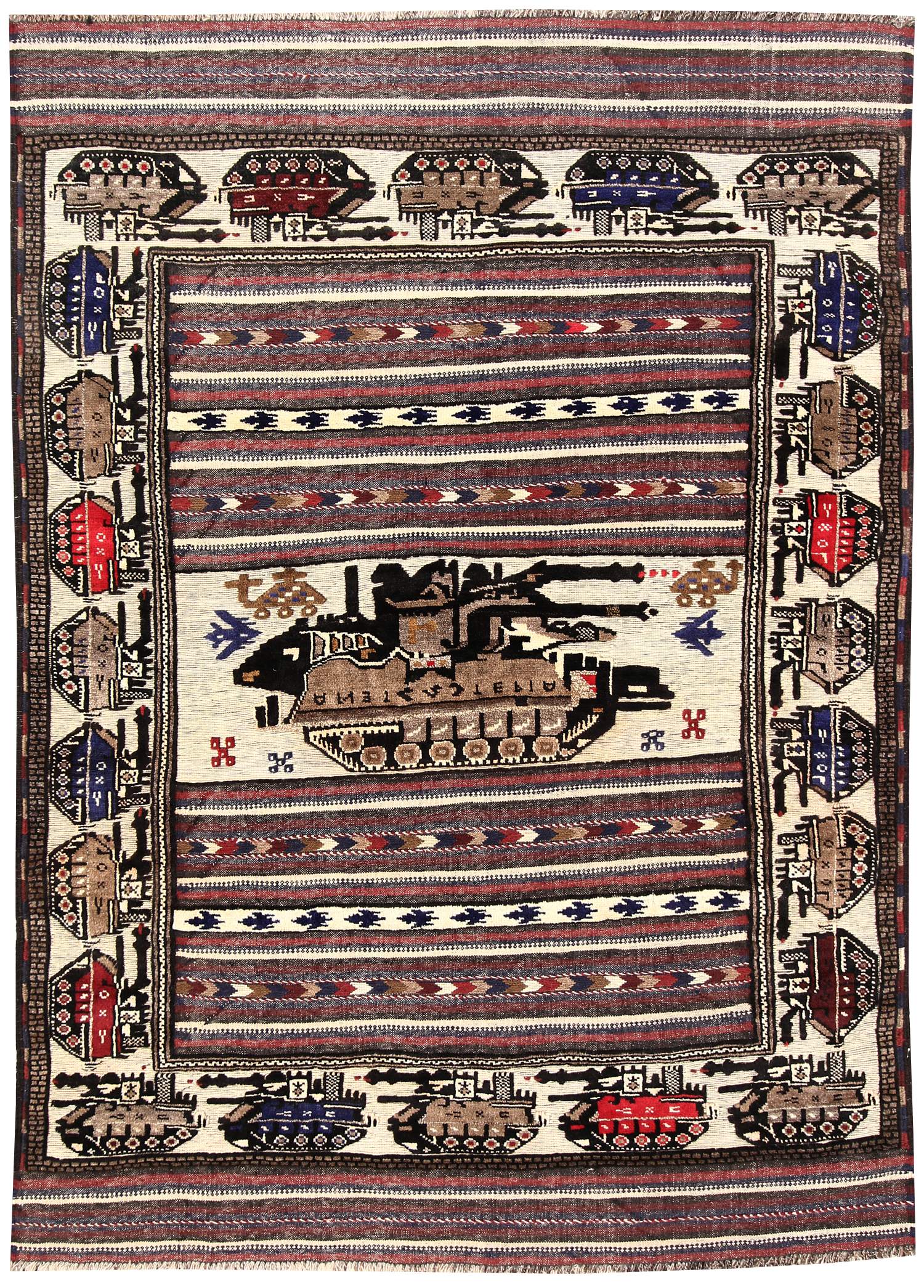 Brown Hand Knotted Wool War Rug 4' x 6'